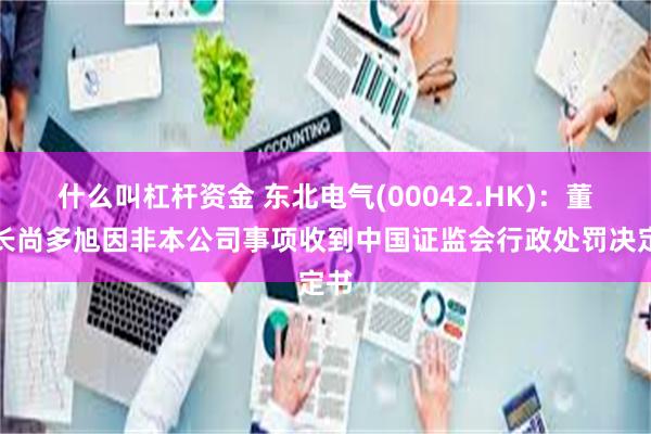 什么叫杠杆资金 东北电气(00042.HK)：董事长尚多旭因非本公司事项收到中国证监会行政处罚决定书